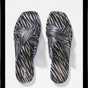 Anthropologie Matisse Jelly Slide Sandals Zebra Print Size 6M